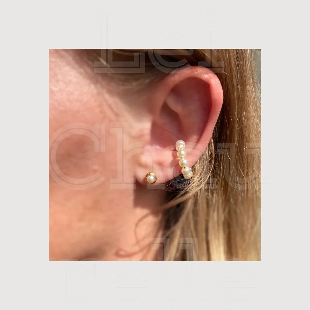 18k Gold Filled Pearl Stud Earrings