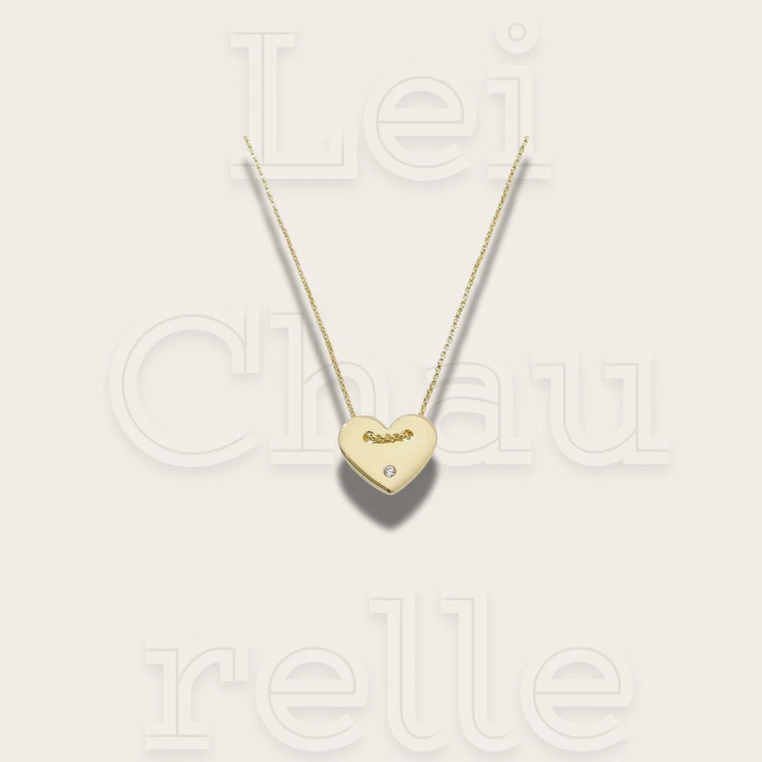 18k Gold Filled Diamond Heart Necklace