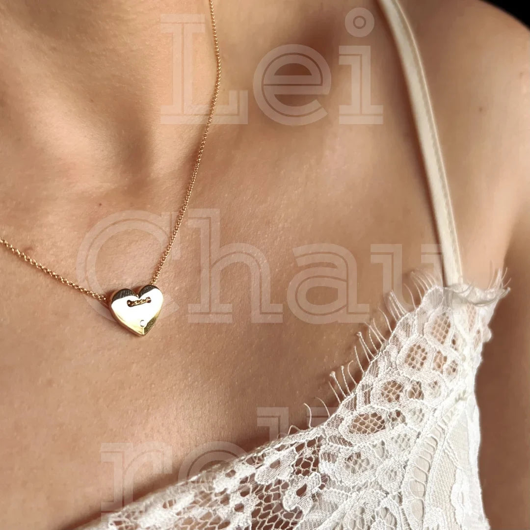 18k Gold Filled Diamond Heart Necklace